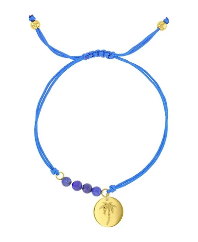 Roxy Waterproof Yellow Heart Palm Tree Pattern Charm Rhodonite Adjustable Bracelet