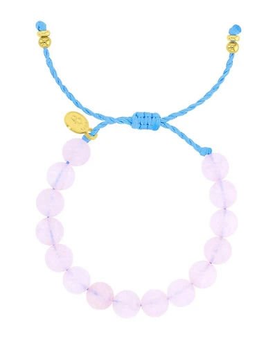 Roxy Brass Yellow Flat Beads Rose Quartz Beads Adjustable Bracelet