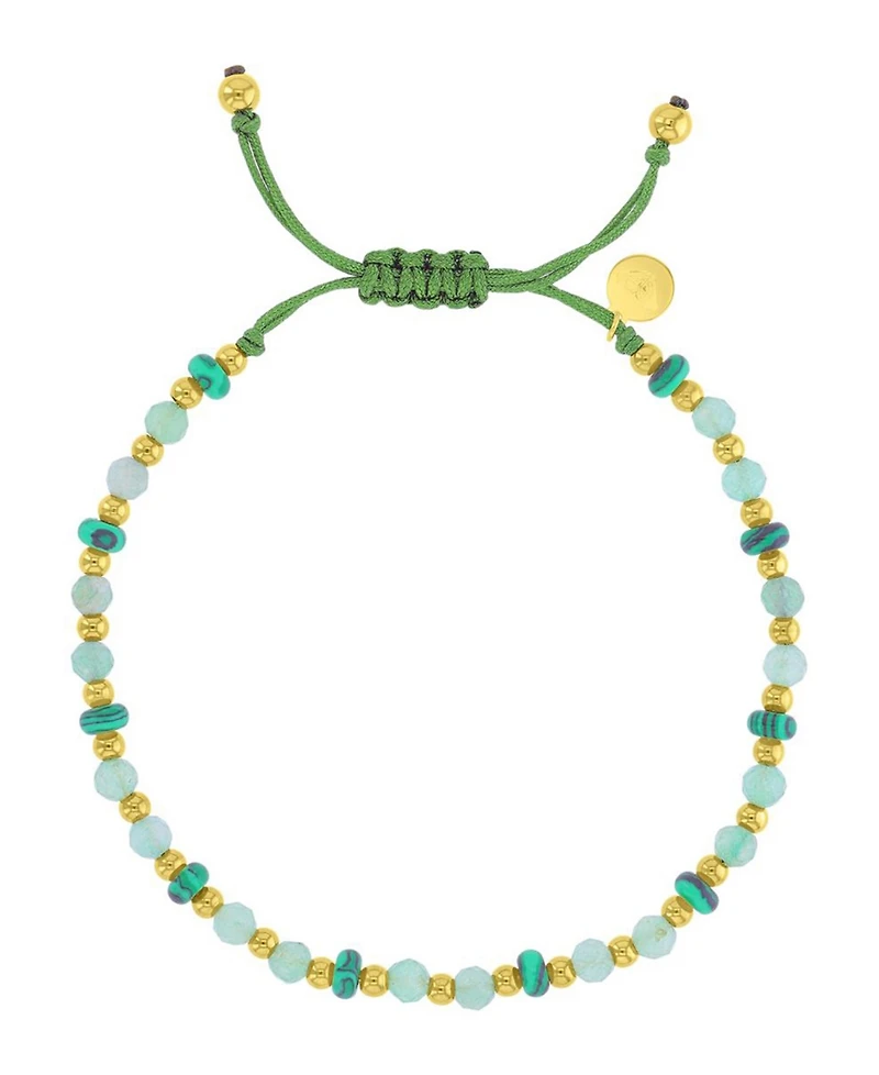 Roxy Waterproof Yellow Malachite Green Aventurine Adjustable Bracelet