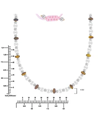 Roxy Waterproof Platinum Tiger Eye Pearl Adjustable Necklace