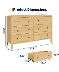 gaomon 7 Drawer Dresser for Bedroom, Wooden Chest of Dressers for Deep Drawers, Modern Dressers Organizer with Round Handle, Tv Stand for Living Room
