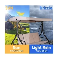 3 Seats Outdoor Porch Swing Hammock with Adjustable Tilt Canopy