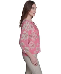 Tommy Hilfiger Women's Floral Pintuck V-Neck Blouse