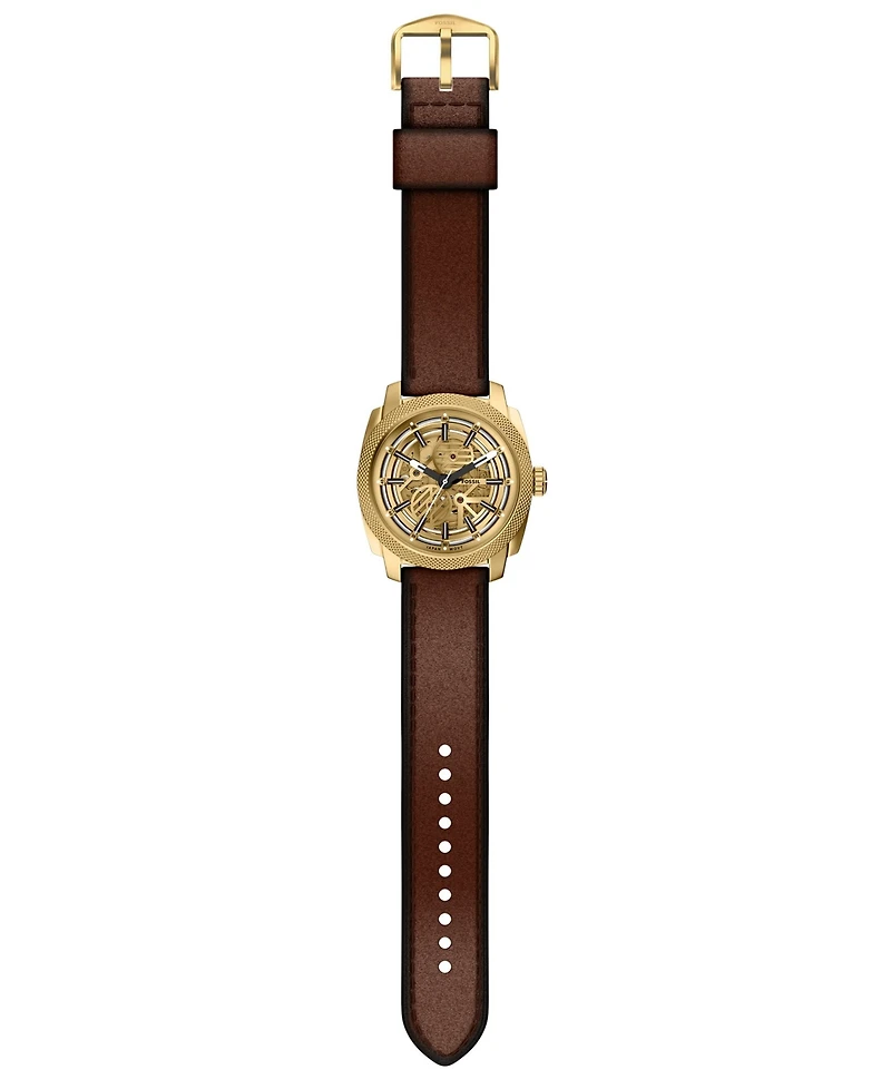Fossil Men's Machine Automatic Brown Leather Watch, 45mm