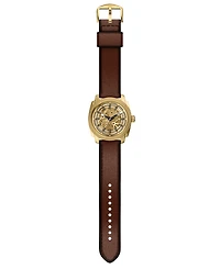 Fossil Men's Machine Automatic Brown Leather Watch, 45mm