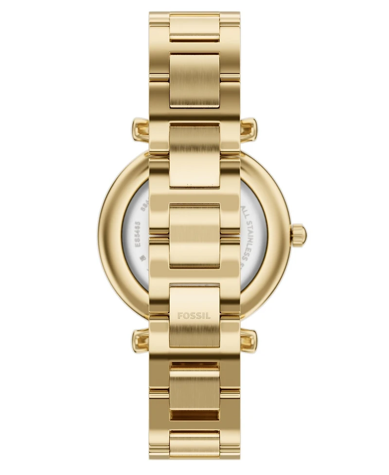 Fossil Women's Carlie Three-Hand Gold-Tone Stainless Steel Watch, 35mm