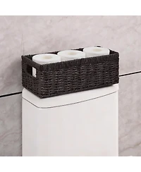 Yigii Handwoven Black Paper Rope Storage Baskets with Handles - 2 Pack