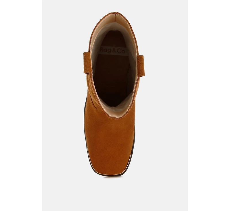 Emberly Suede Square Toe Ankle Boots