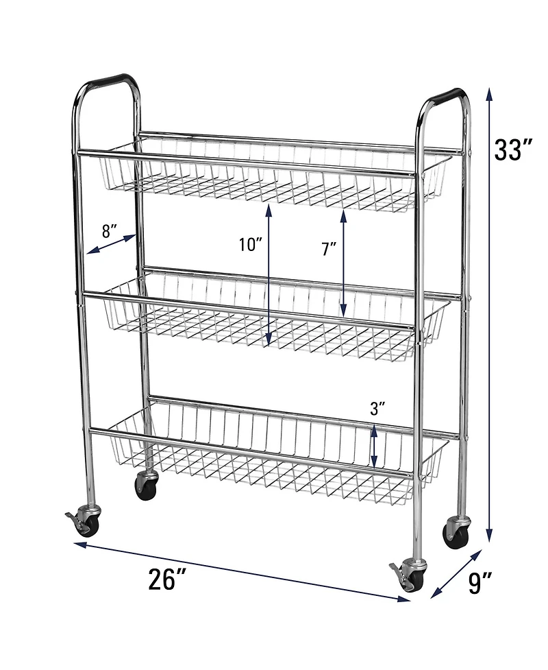 Household Essentials 3-Tier Slim Storage Cart