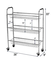 Household Essentials 3-Tier Slim Storage Cart