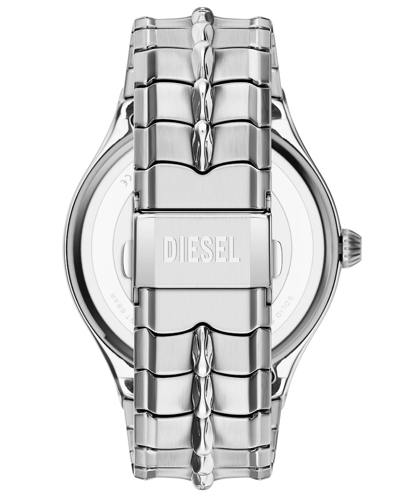 Diesel Men's Vert Quartz Three-Hand Date Silver Stainless Steel Watch, 45mm