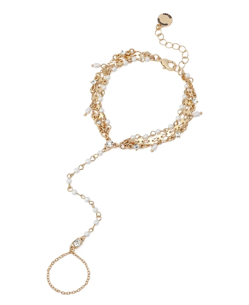 Steve Madden Faux Stone Mother of Pearl Layered Strand Hand Chain