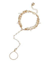 Steve Madden Faux Stone Mother of Pearl Layered Strand Hand Chain