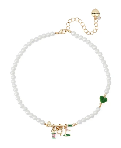 Betsey Johnson Faux Stone Golf Bib Mother of Pearl Necklace