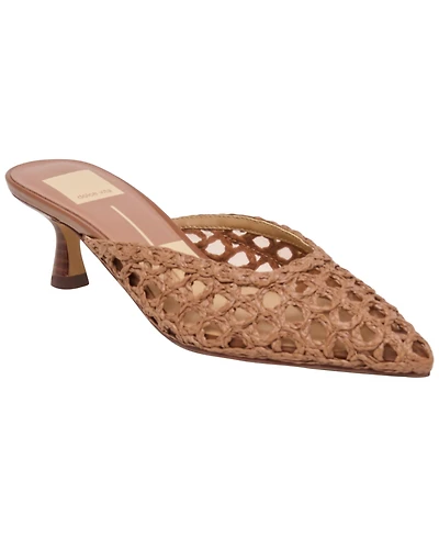 Dolce Vita Women's Cleo Loop Raffia Kitten Heel Mule Pumps