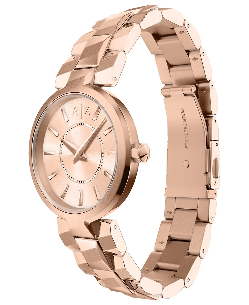 Armani Exchange Women's Quartz Two-Hand Rose Gold Stainless Steel Watch, 34mm