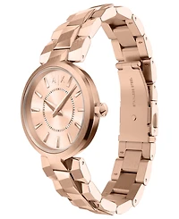 Armani Exchange Women's Quartz Two-Hand Rose Gold Stainless Steel Watch, 34mm