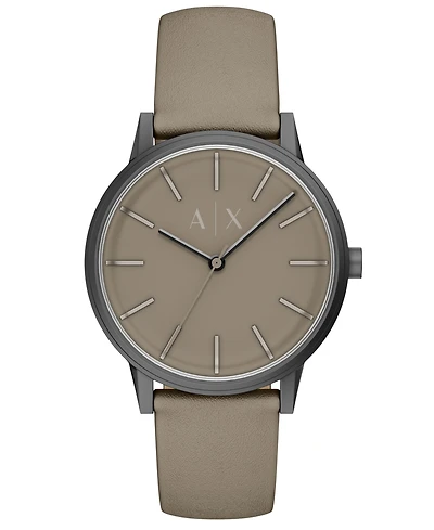 Armani Exchange Men's Quartz Three-Hand Gray Leather Watch, 42mm