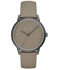Armani Exchange Men's Quartz Three-Hand Gray Leather Watch, 42mm