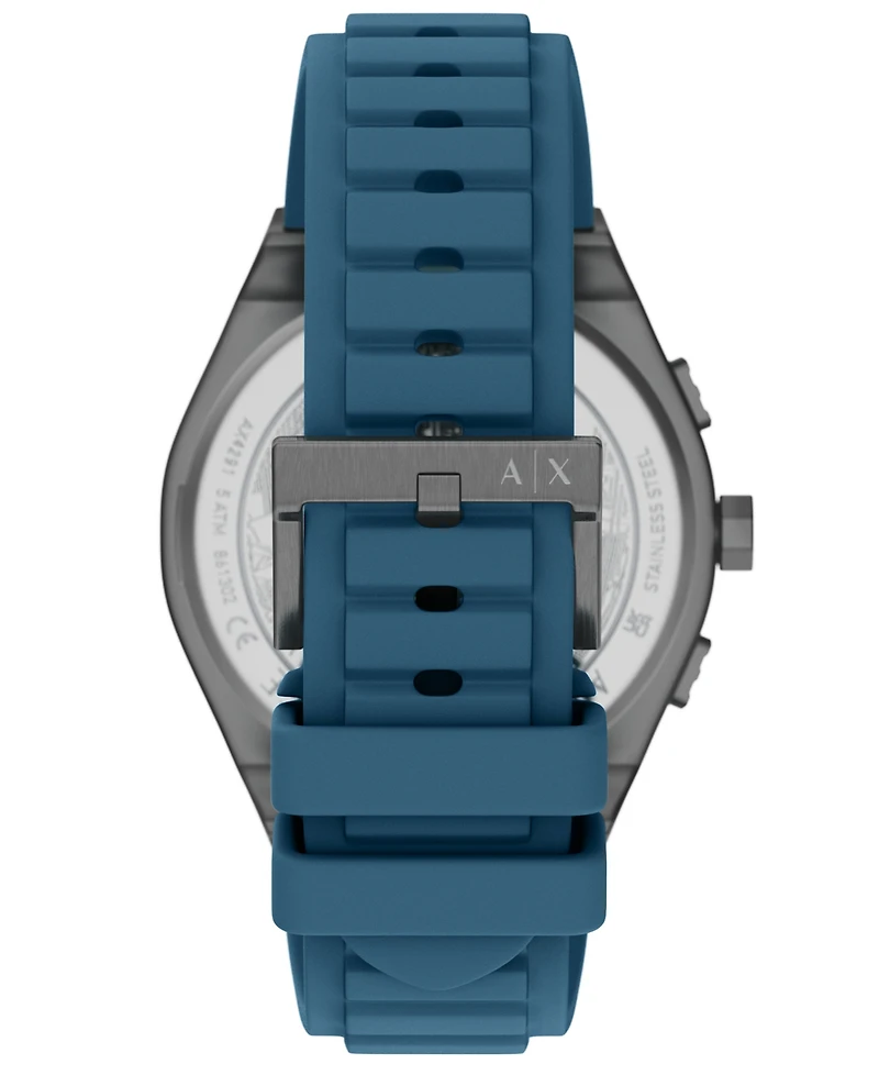 Armani Exchange Men's Sync Quartz Chronograph Blue Silicone Watch, 44mm