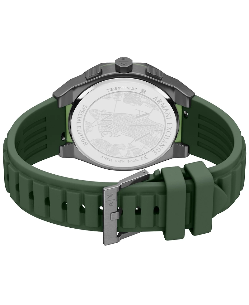Armani Exchange Men's Sync Quartz Chronograph Green Silicone Watch, 44mm