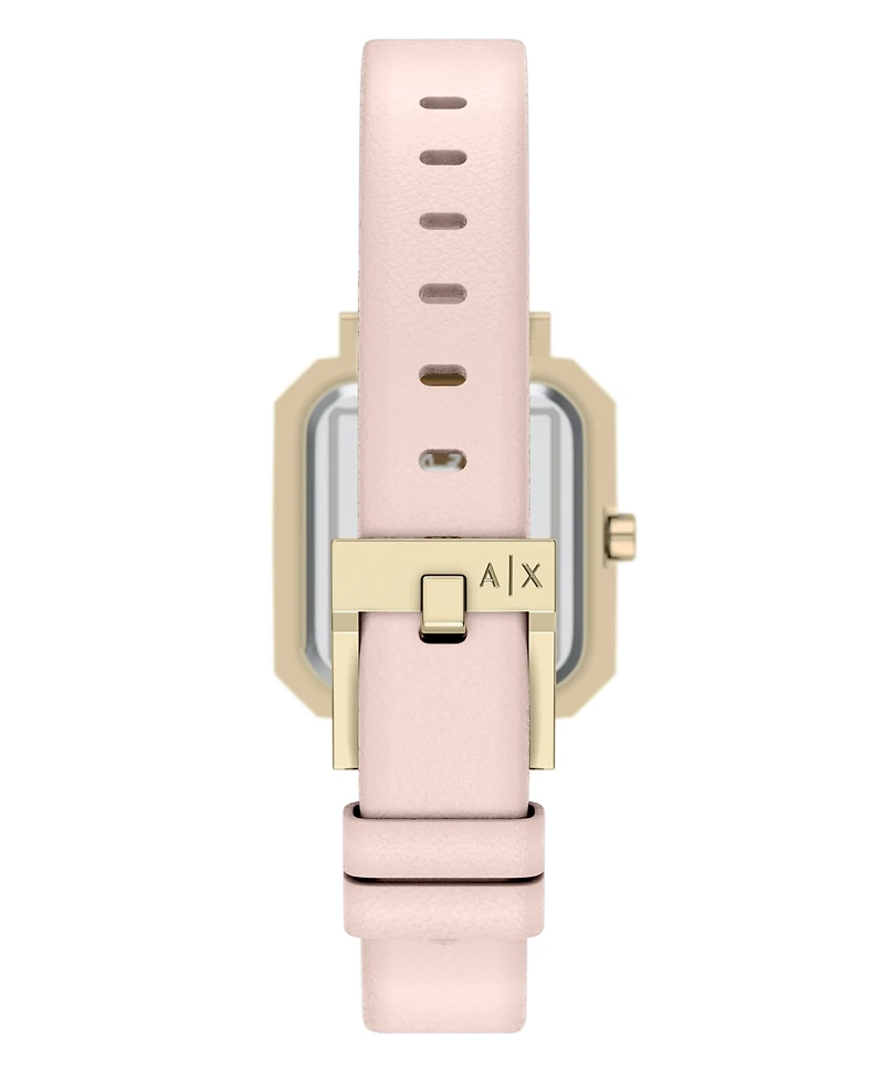 Armani Exchange Women's Quartz Three-Hand Pink Leather Watch, 27mm