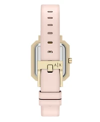 Armani Exchange Women's Quartz Three-Hand Pink Leather Watch, 27mm