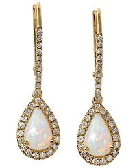 Macy's Opal (9/10 ct. t.w.) & Diamond (1/3 ct. t.w.) Earrings in 14k Yellow Gold