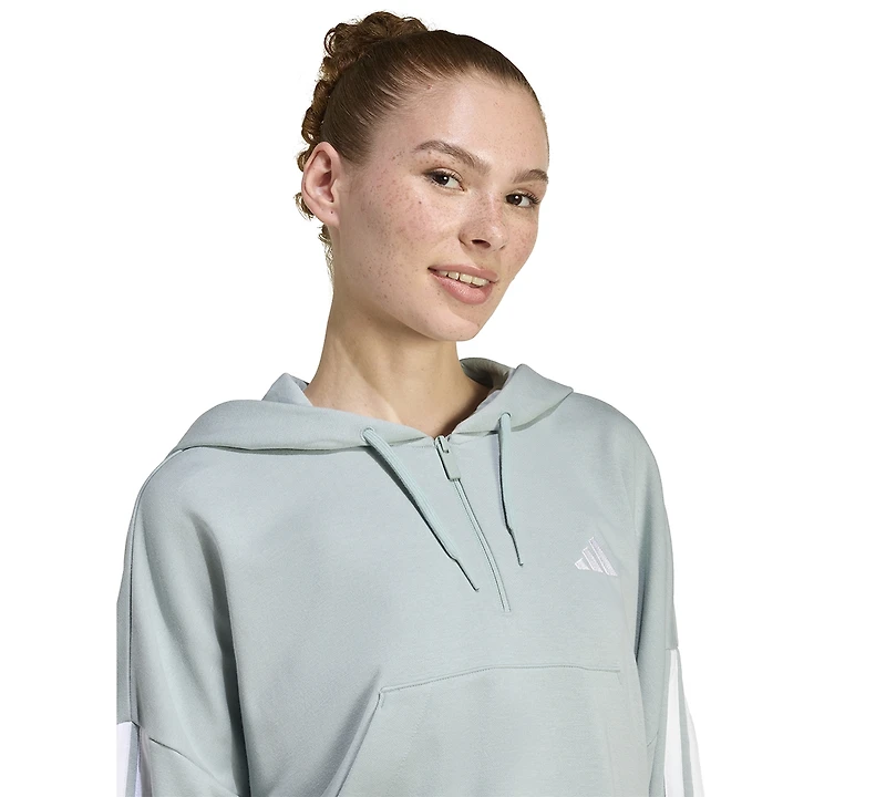 adidas Women's Essentials 3-Stripes Sportswear Quarter-Zip Hoodie