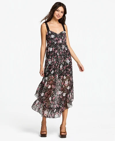 And Now This Women's Asymmetrical Chiffon Eyelet Maxi Dress, Macy's Exclusive