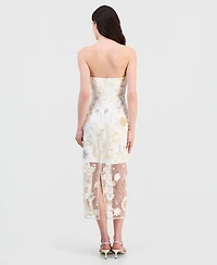 Sam Edelman Women's 3D Flower Strapless Midi Dress