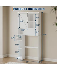 Homfan 65.4" h Bathroom Shelf over with Sliding Barn Door, for Bathroom, Laundry