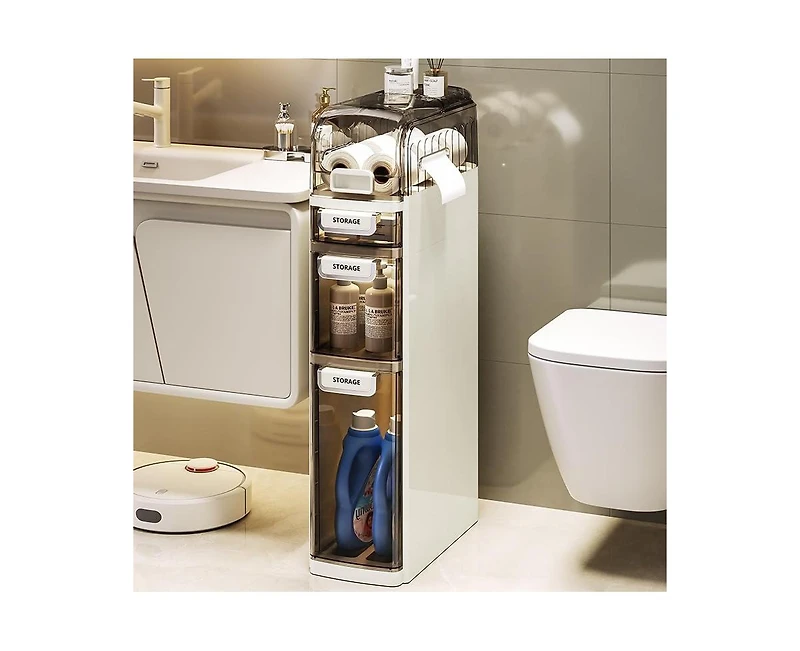 Homfan 4 Tier 30.7" h Bathroom Storage Cabinet, Slim Floor Cabinet for Living Room Bedroom