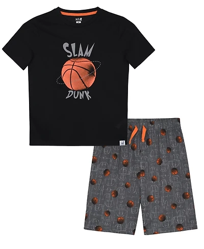 Max & Olivia Boys' 6-16 Slam Dunk Top short Sleeve Graphic and Shorts, 2-Piece Set