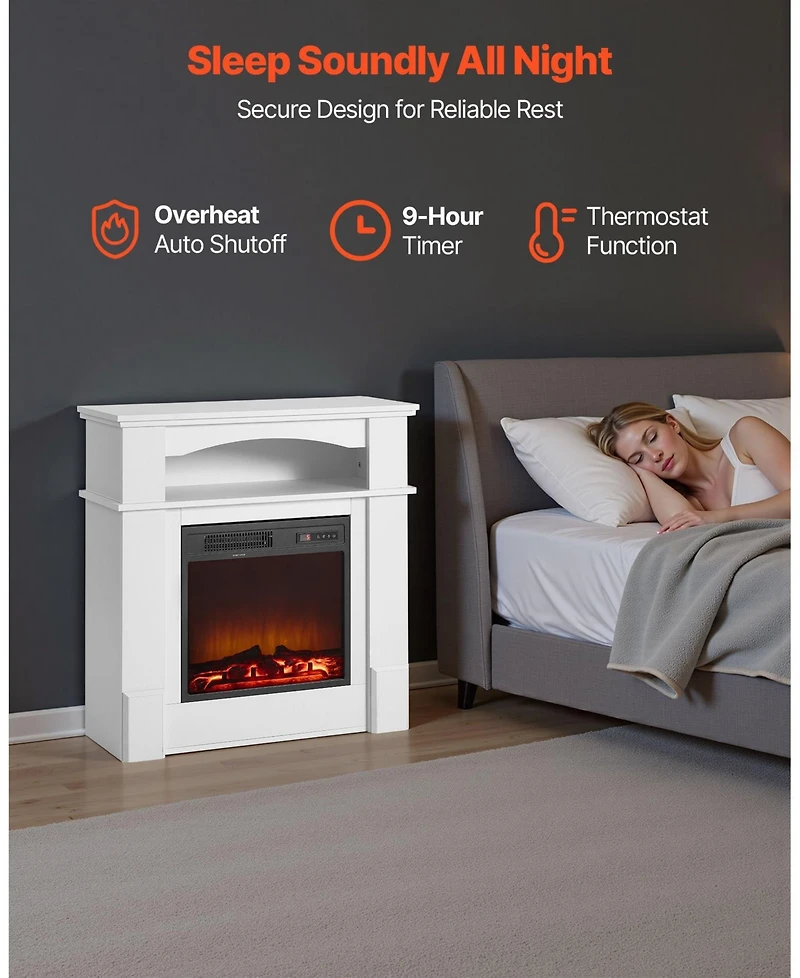 Sugift 33" Freestanding Electric Fireplace Stove Heater with Mantel 1500W