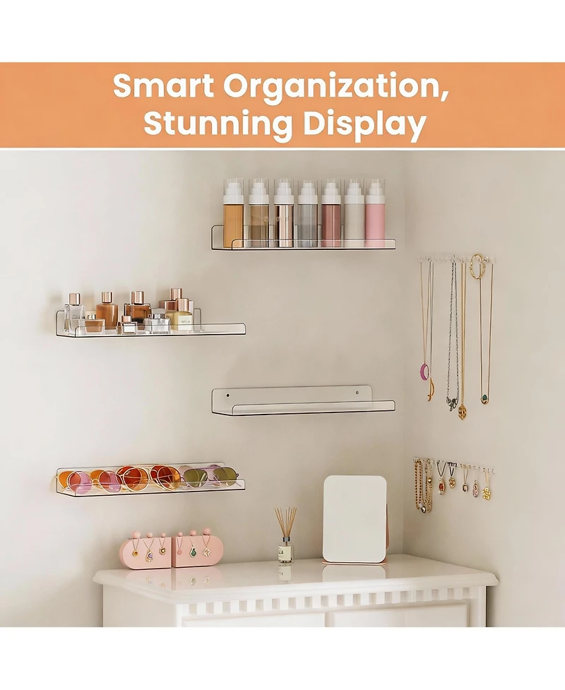 Yigii 4 Pack Acrylic Wall Shelves