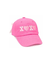 Bits & Bows Baby Girls Xo Hearts Bow Baseball Hat