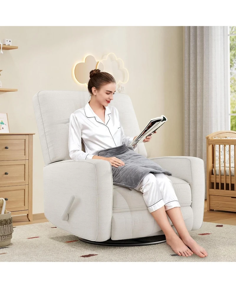 gaomon Recliner Chair, 360° Swivel Rocking Glider Chair for Adults with Adjustable Backrest & Footrest, Cozy Upholstered Armchair for Living Room