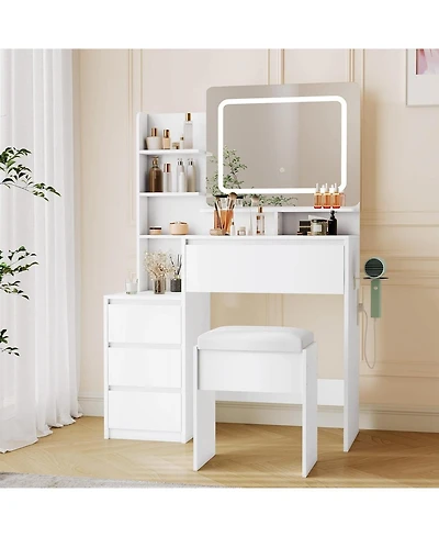 Gaomon Makeup Vanity Lights - 36-Inch Vanity Desk - 4 Large Drawers Dresser