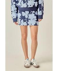 English Factory Women's Fuzzy Flower Mini Skirt