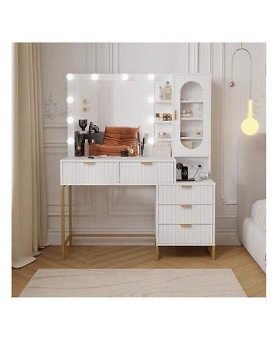 Gaomon Modern Vanity Makeup Desk Vanity Mirror for Bedrooms, Apartments, Easy to Assemble