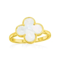 Simona Sterling Silver, Mother of Pearl Clover - Gold Plated