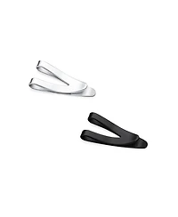 Bling Jewelry Set of 2 Silver Black V-Shaped Money Clip Card Holder Brushed Stainless Steel