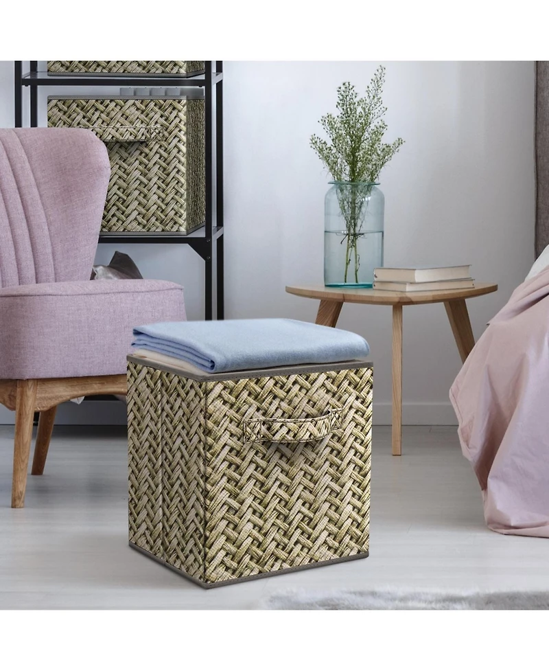 Sorbus 11 Inch 4 Pack Foldable Fabric Storage Cube Bins with Handle - for Organizing Home, Closet, Nursery, Playroom, and More