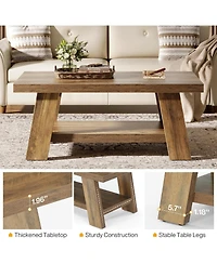 Tribesigns 2-Tier Coffee Table with Storage Shelves, 47.24"