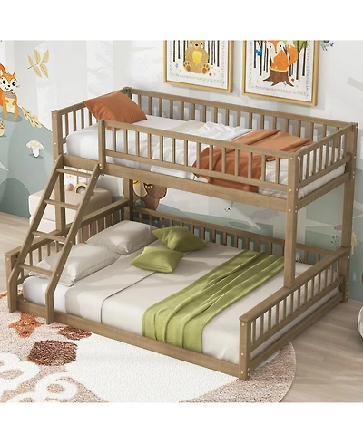 Streamdale Furniture Twin Xl over Queen Bunk Bed with Ladder and Guardrails
