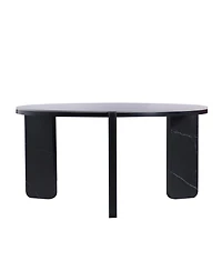 Streamdale Furniture Set of 2 Round Nesting Coffee Tables with White Sintered Stone Top