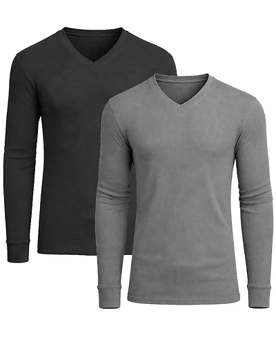 Galaxy By Harvic Men's Long-Sleeve V-Neck Thermal Shirt, 2-Pack