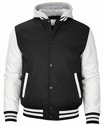 Q-Active Men's Ribbed Collar Hooded Varsity Jacket