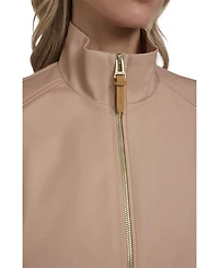 Cole Haan Women's Pinstripe Rain Bomber Jacket